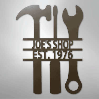 My Easy Monogram Steel Sign Stone / 24" The Garage - Steel Sign