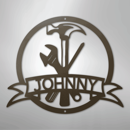 My Easy Monogram Steel Sign Stone / 24" Tool Man Monogram - Steel Sign