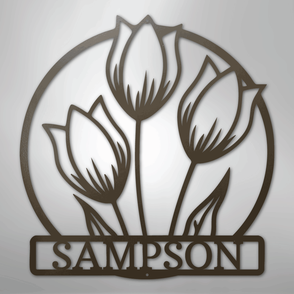 My Easy Monogram Steel Sign Stone / 24" Wild Tulip Monogram - Steel Sign