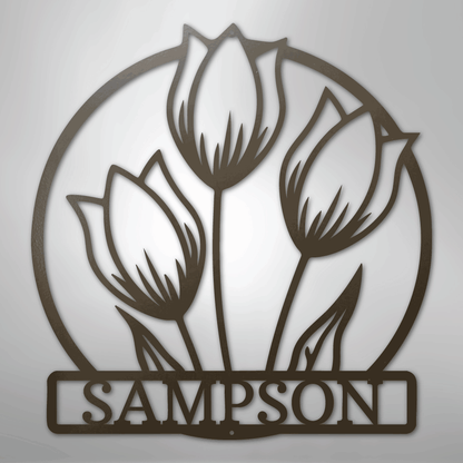 My Easy Monogram Steel Sign Stone / 24" Wild Tulip Monogram - Steel Sign