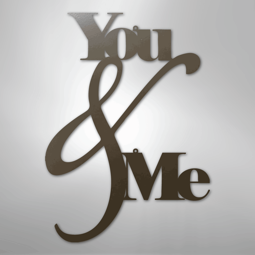My Easy Monogram Steel Sign Stone / 24" You and Me Quote - Steel Sign