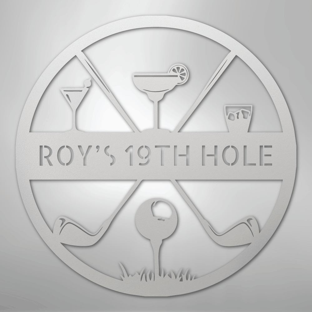 My Easy Monogram Steel Sign White / 12" 19th Hole Casual Monogram - Steel Sign