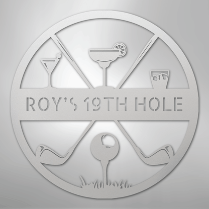 My Easy Monogram Steel Sign White / 12" 19th Hole Casual Monogram - Steel Sign