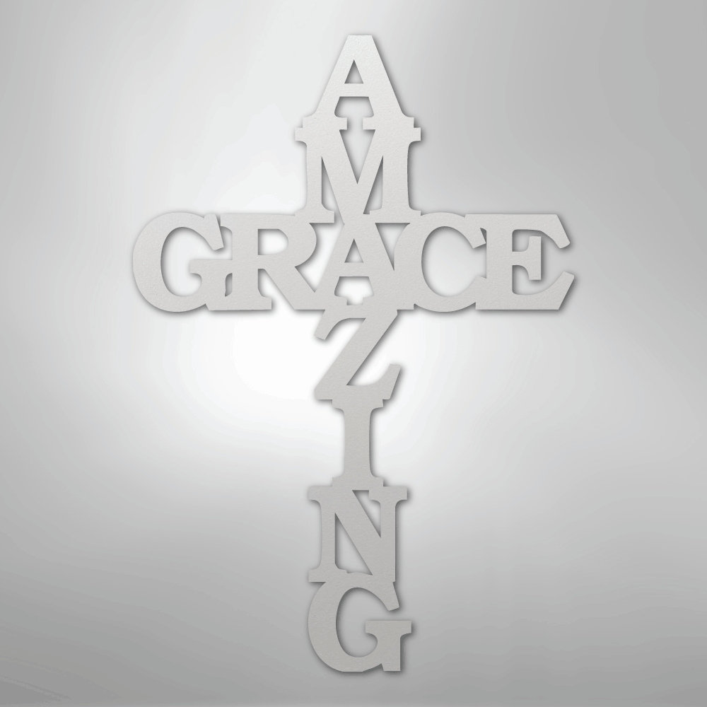 My Easy Monogram Steel Sign White / 12" Amazing Grace Cross - Steel Sign