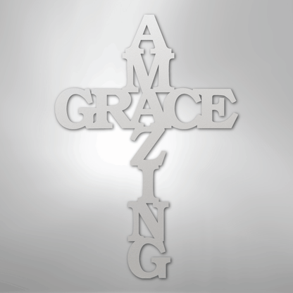 My Easy Monogram Steel Sign White / 12" Amazing Grace Cross - Steel Sign