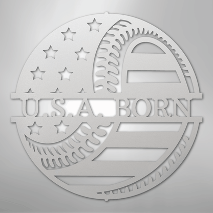 My Easy Monogram Steel Sign White / 12" America\'s Pastime - Metal Sign
