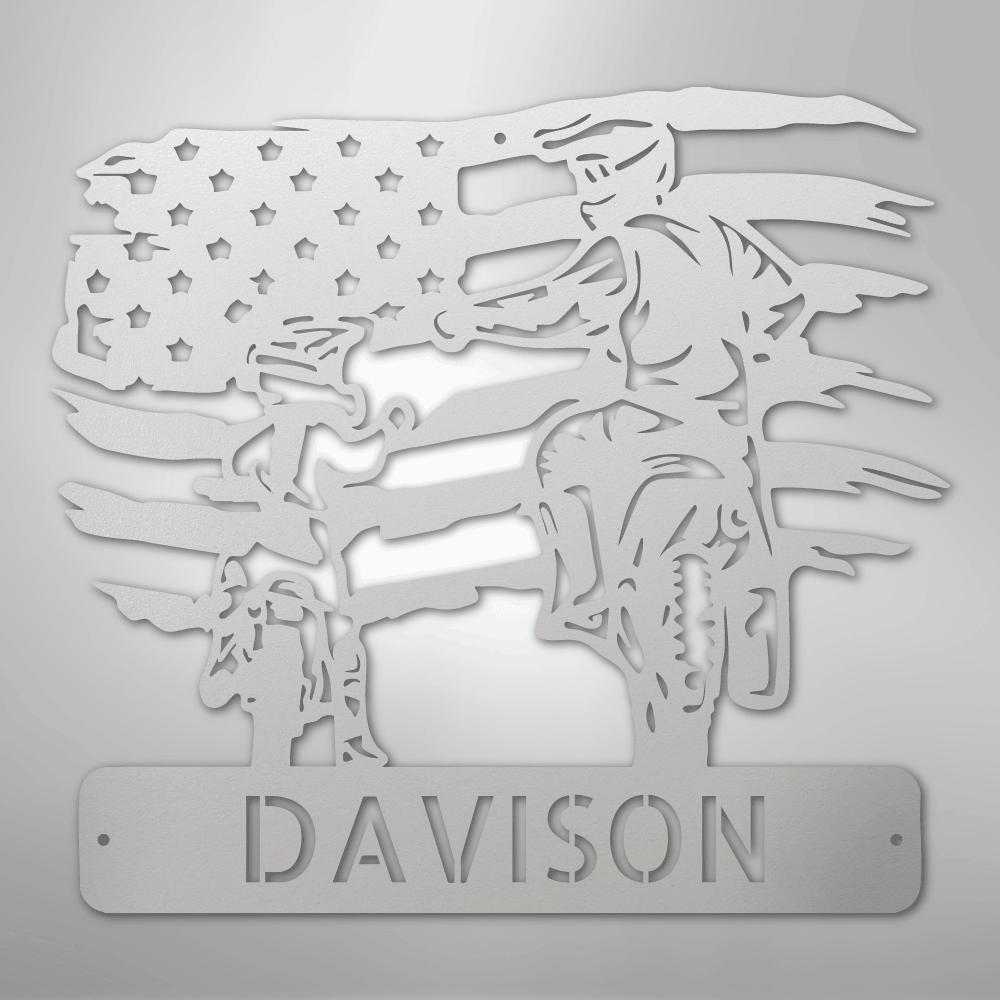 My Easy Monogram Steel Sign White / 12" American Motocross Family Monogram - Steel Sign