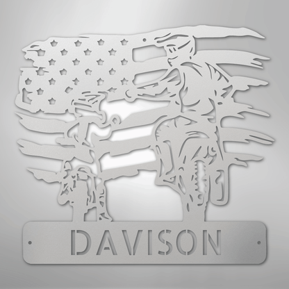 My Easy Monogram Steel Sign White / 12" American Motocross Family Monogram - Steel Sign