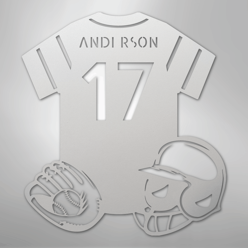 My Easy Monogram Steel Sign White / 12" Baseball Gear Monogram - Steel Sign