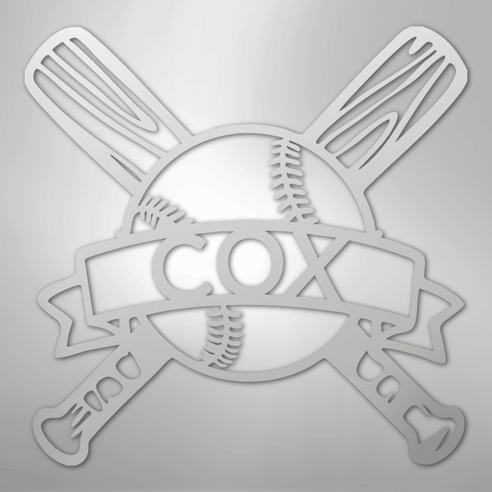 My Easy Monogram Steel Sign White / 12" Baseball Monogram - Metal Sign