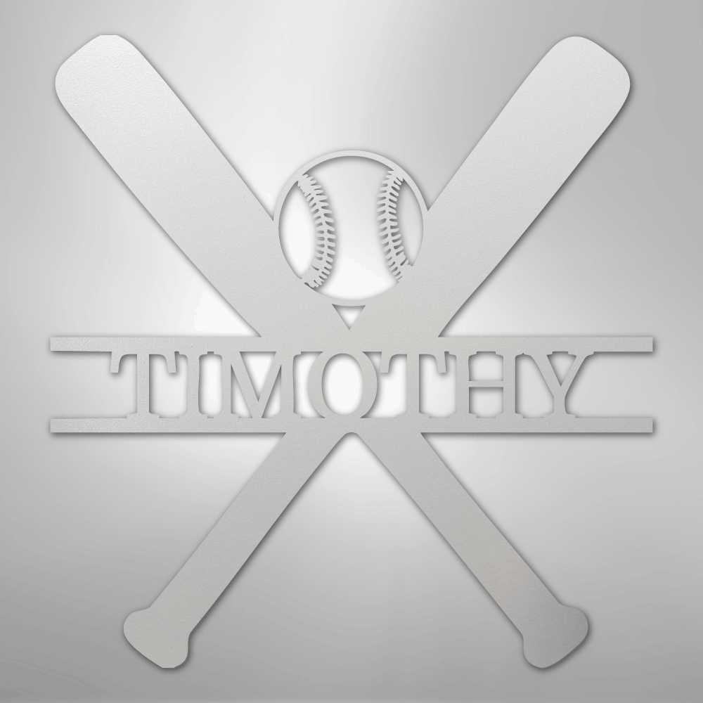 My Easy Monogram Steel Sign White / 12" Batter Up - Metal Sign