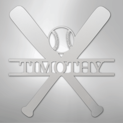 My Easy Monogram Steel Sign White / 12" Batter Up - Metal Sign
