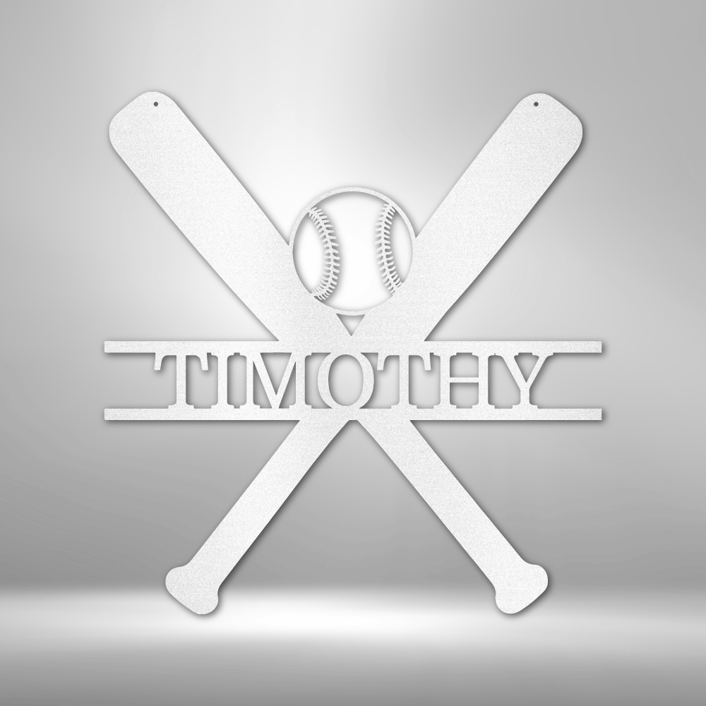 My Easy Monogram Steel Sign White / 12" Batter Up - Metal Sign