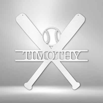 My Easy Monogram Steel Sign White / 12" Batter Up - Metal Sign