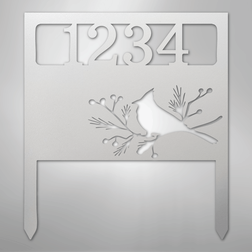 My Easy Monogram Steel Sign White / 12" Bird Yard Address Stake - Steel Sign