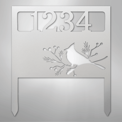 My Easy Monogram Steel Sign White / 12" Bird Yard Address Stake - Steel Sign