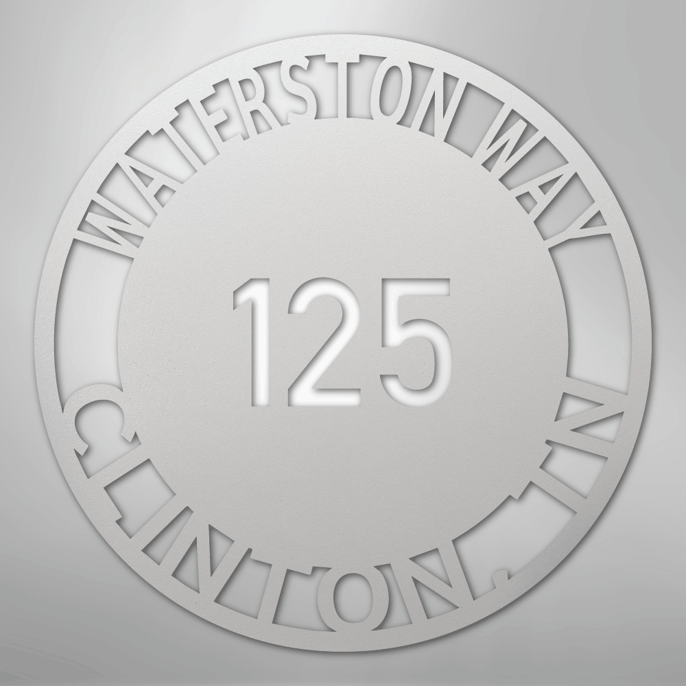 My Easy Monogram Steel Sign White / 12" Bold Circle Address - Steel Sign