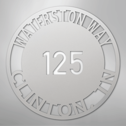 My Easy Monogram Steel Sign White / 12" Bold Circle Address - Steel Sign