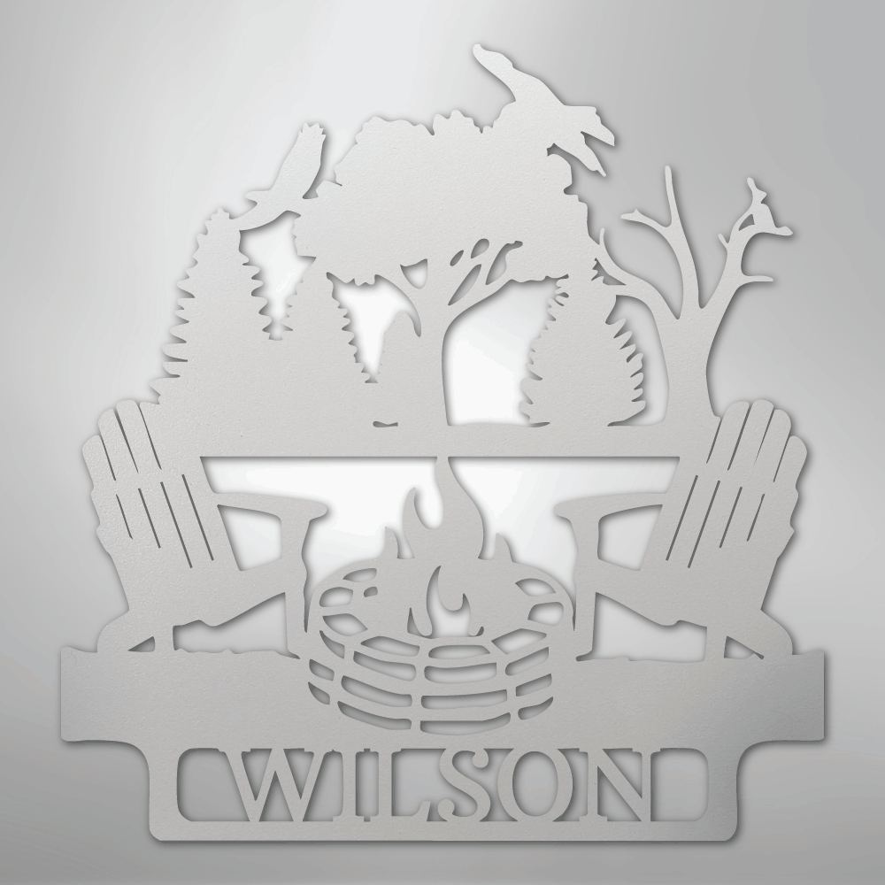 My Easy Monogram Steel Sign White / 12" Camping Firepit Vibe Monogram - Steel Sign
