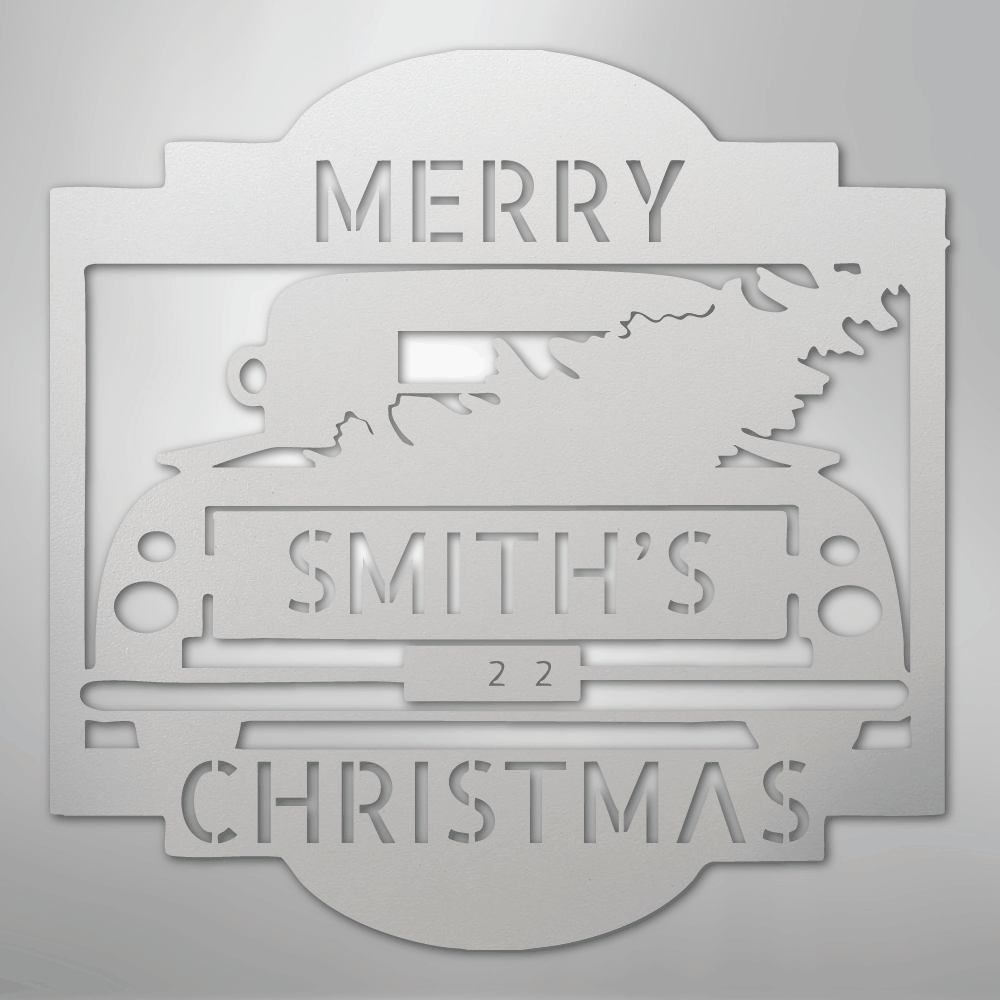My Easy Monogram Steel Sign White / 12" Christmas Truck Monogram - Steel Sign