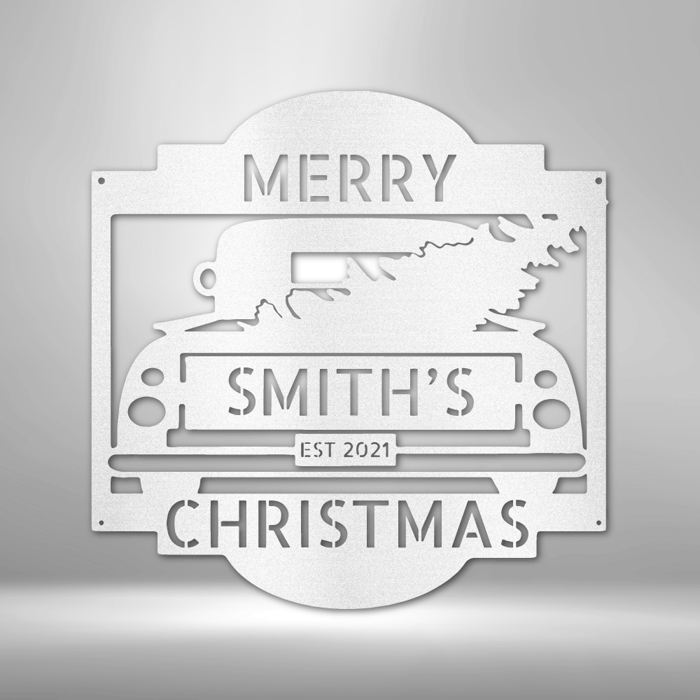 My Easy Monogram Steel Sign White / 12" Christmas Truck Monogram - Steel Sign