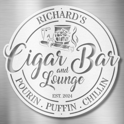 My Easy Monogram Steel Sign White / 12 Cigar Bar and Lounge - Steel Sign