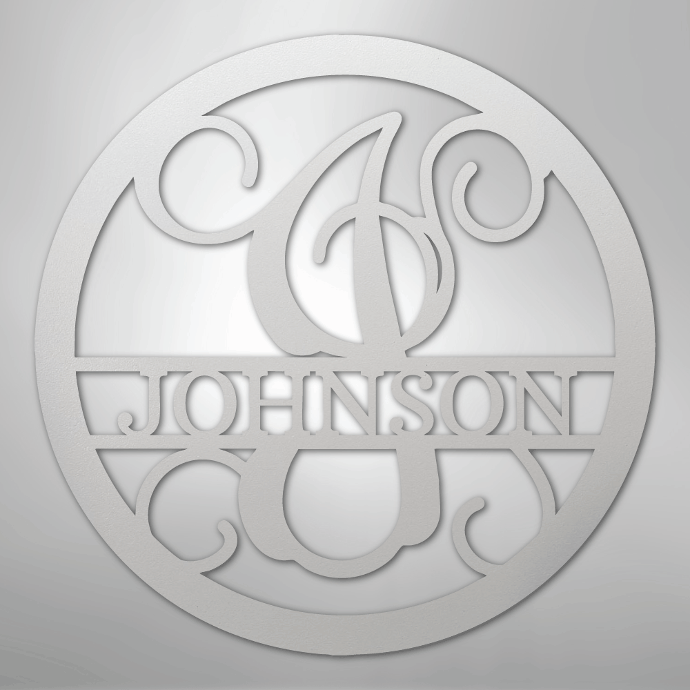 My Easy Monogram Steel Sign White / 12" Circle Vine Monogram - Steel Sign