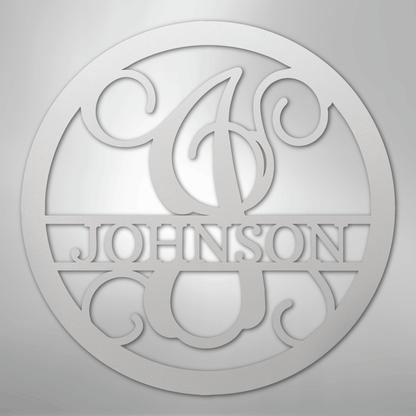 My Easy Monogram Steel Sign White / 12" Circle Vine Monogram - Steel Sign