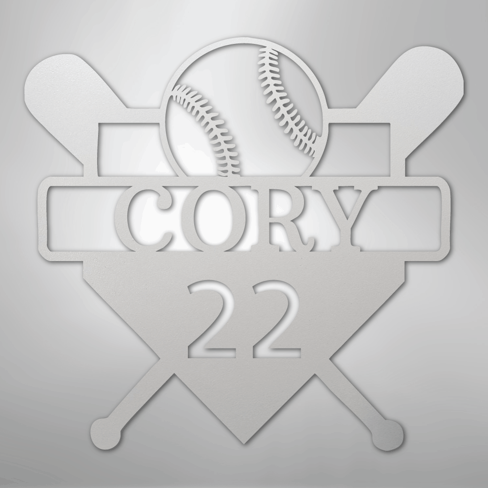 My Easy Monogram Steel Sign White / 12" Custom Baseball Monogram - Metal Sign