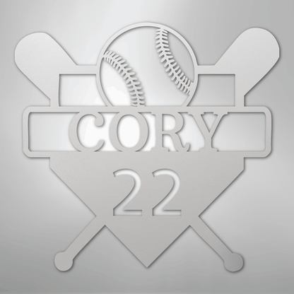 My Easy Monogram Steel Sign White / 12" Custom Baseball Monogram - Metal Sign