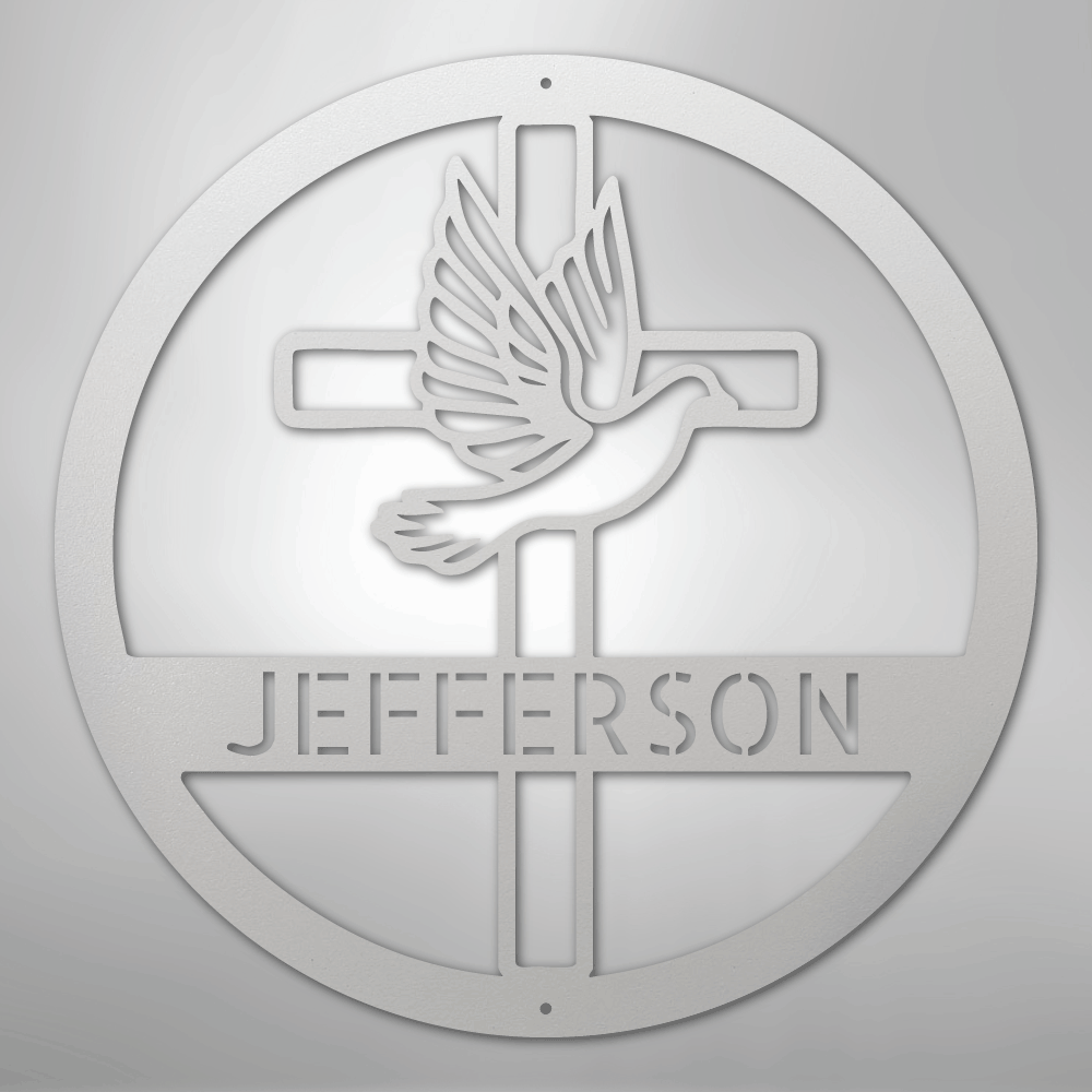 My Easy Monogram Steel Sign White / 12" Dove and Cross Monogram - Steel Sign