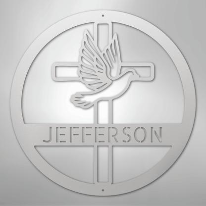 My Easy Monogram Steel Sign White / 12" Dove and Cross Monogram - Steel Sign