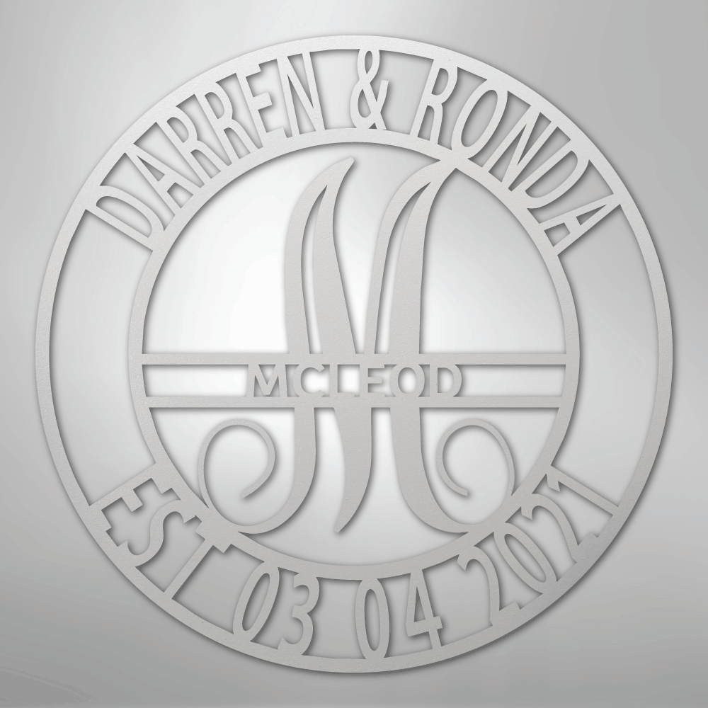 My Easy Monogram Steel Sign White / 12" Elaborate Name - Steel Sign