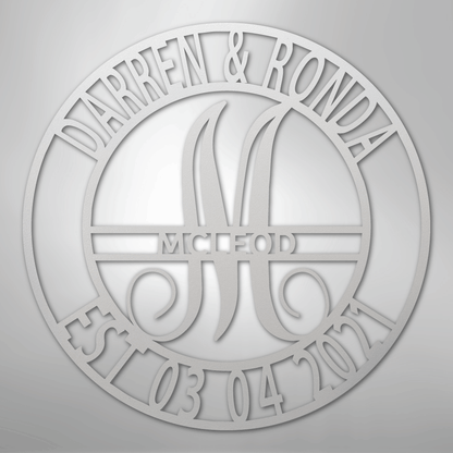 My Easy Monogram Steel Sign White / 12" Elaborate Name - Steel Sign