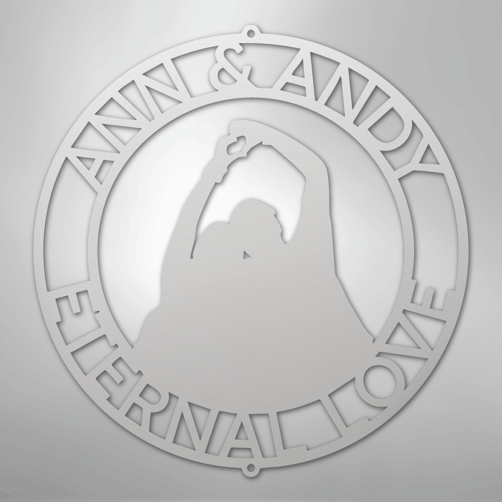 My Easy Monogram Steel Sign White / 12" Eternal Love Couple Silhouette Monogram - Steel Sign