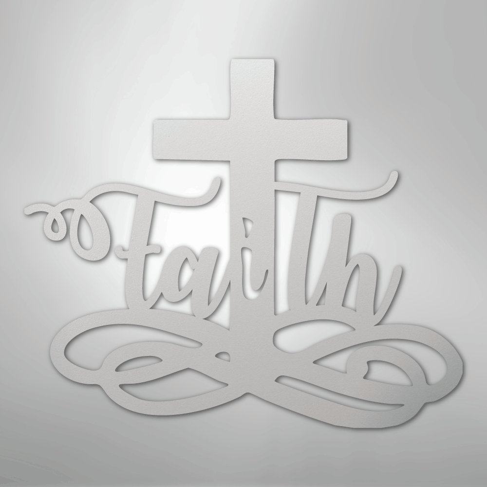 My Easy Monogram Steel Sign White / 12" Faith Cross - Steel Sign