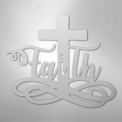 My Easy Monogram Steel Sign White / 12" Faith Cross - Steel Sign