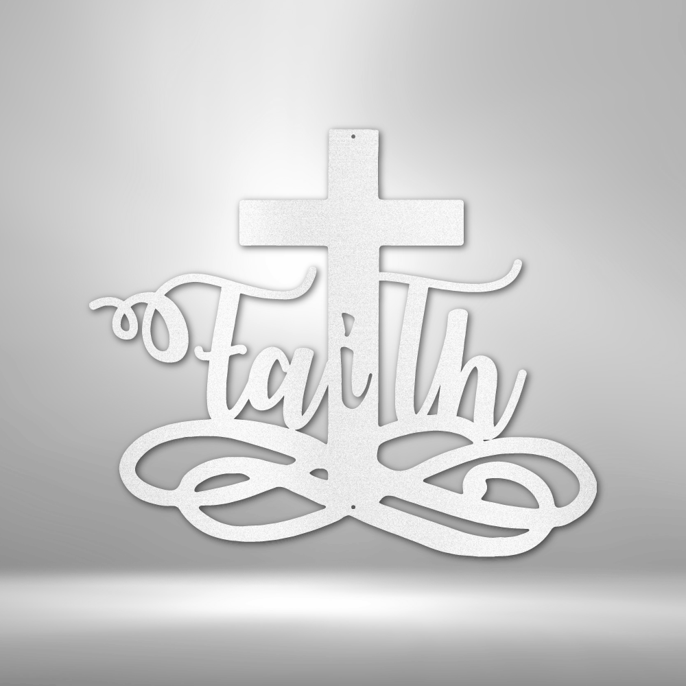 My Easy Monogram Steel Sign White / 12" Faith Cross - Steel Sign