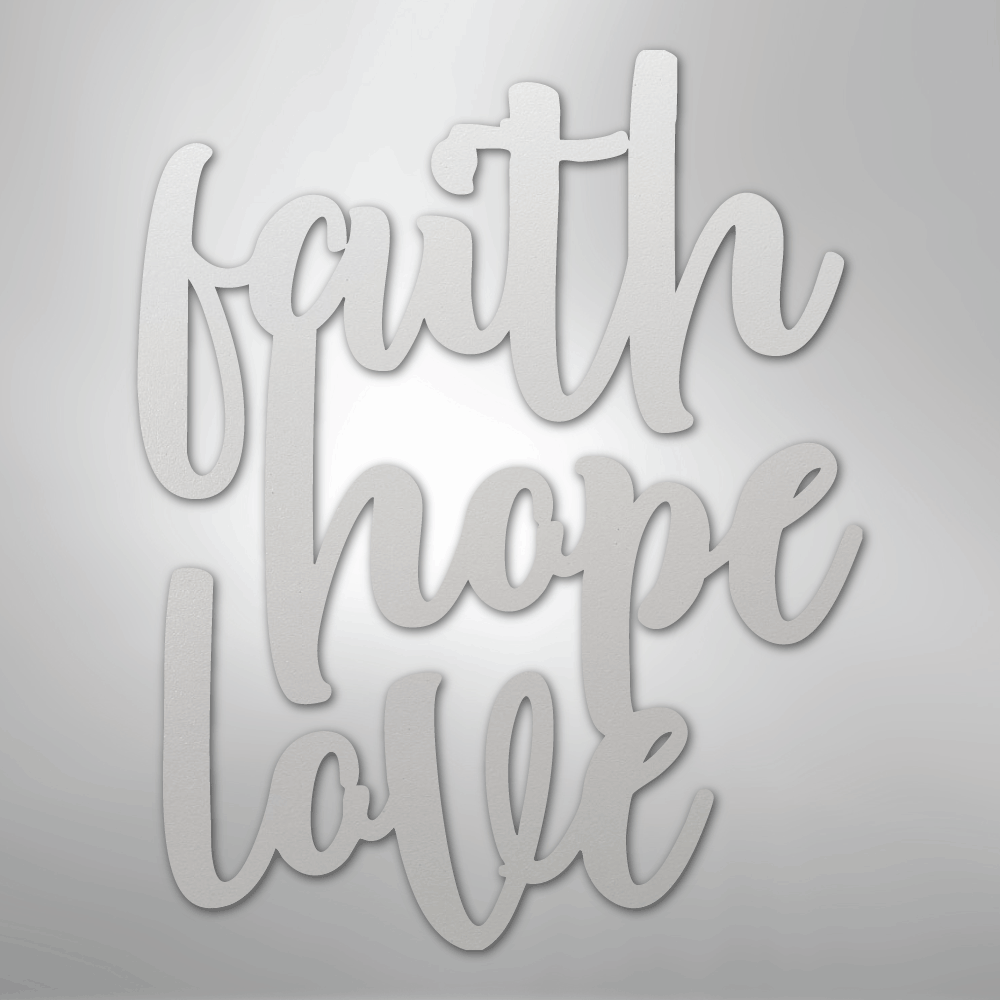 My Easy Monogram Steel Sign White / 12" Faith Hope Love Script - Steel Sign