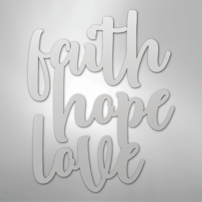 My Easy Monogram Steel Sign White / 12" Faith Hope Love Script - Steel Sign