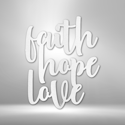 My Easy Monogram Steel Sign White / 12" Faith Hope Love Script - Steel Sign