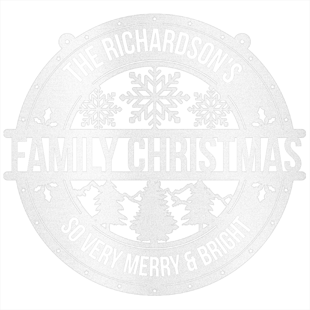 My Easy Monogram Steel Sign White / 12 Family Christmas Personalized - Steel Sign