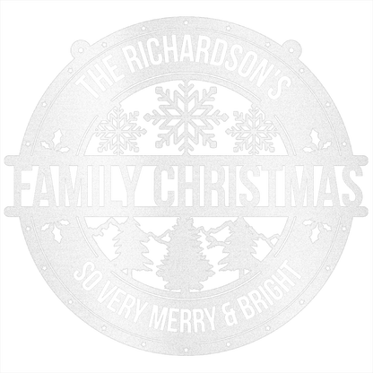 My Easy Monogram Steel Sign White / 12 Family Christmas Personalized - Steel Sign