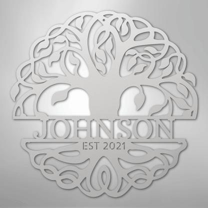 My Easy Monogram Steel Sign White / 12" Fancy Tree of Life Monogram - Steel Sign