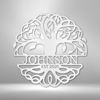 My Easy Monogram Steel Sign White / 12" Fancy Tree of Life Monogram - Steel Sign