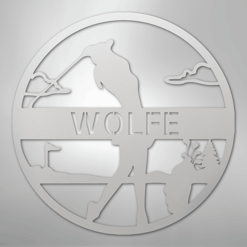 My Easy Monogram Steel Sign White / 12" Female Golfer Monogram - Steel Sign