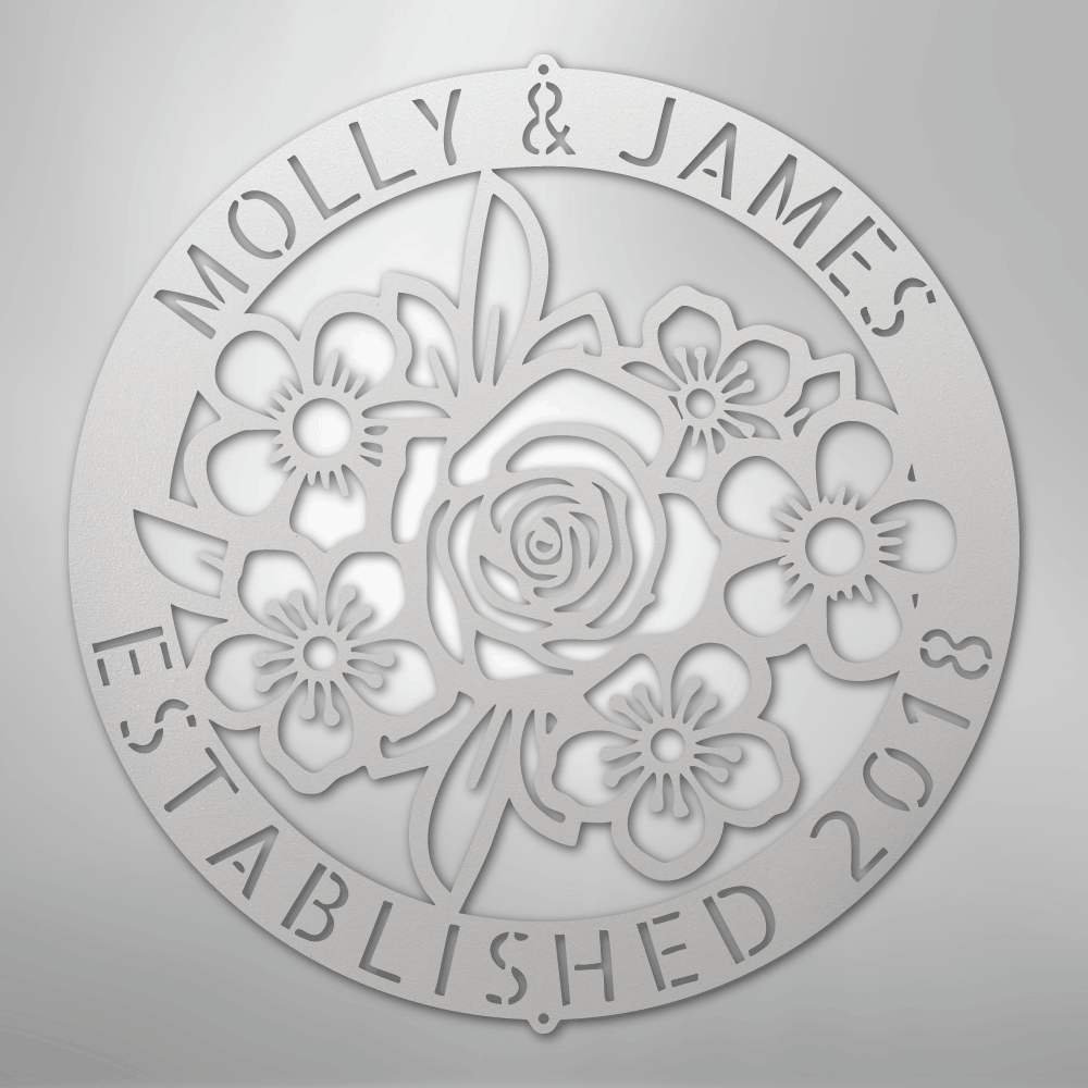 My Easy Monogram Steel Sign White / 12" Floral Ring Monogram - Steel Sign