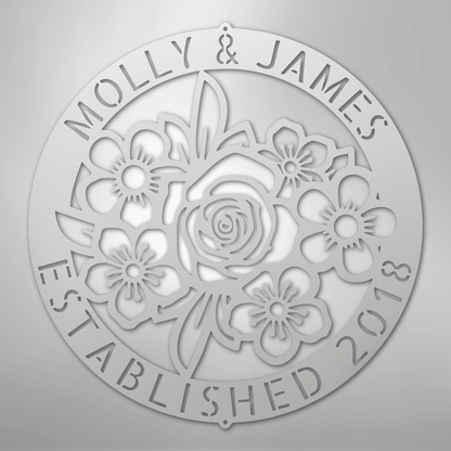 My Easy Monogram Steel Sign White / 12" Floral Ring Monogram - Steel Sign