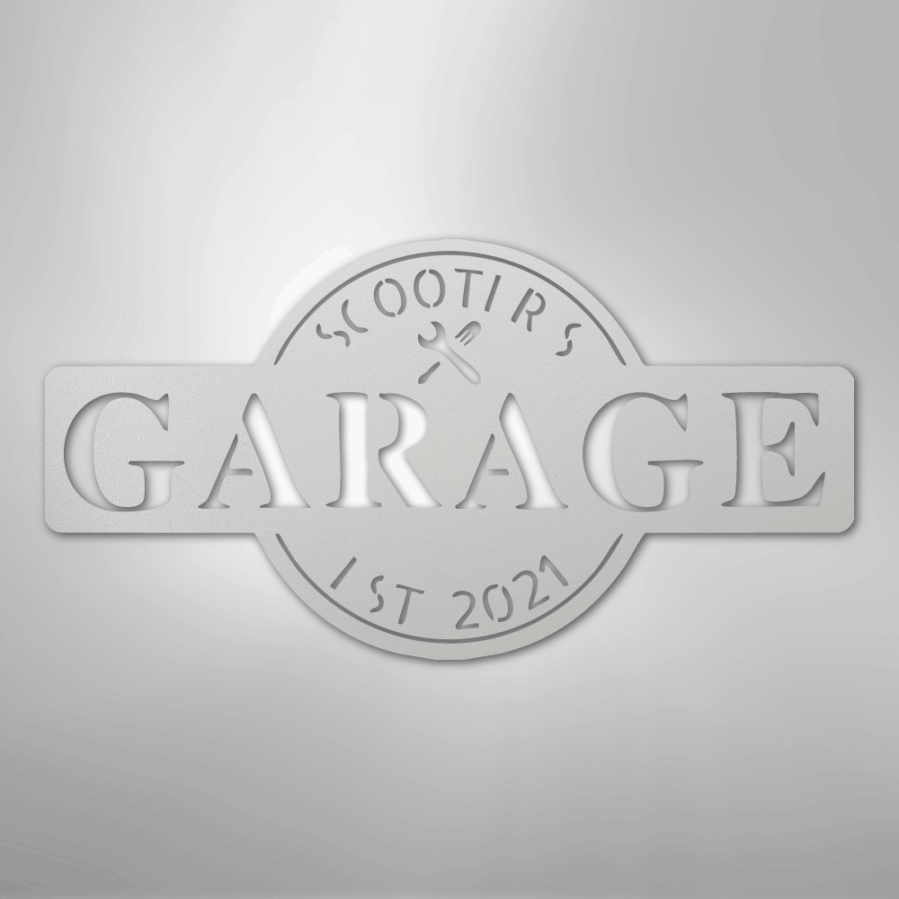 My Easy Monogram Steel Sign White / 12" Garage Monogram - Metal Sign