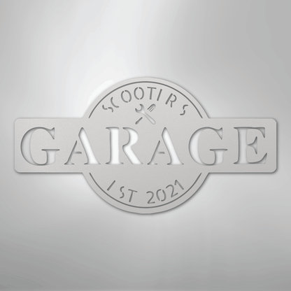 My Easy Monogram Steel Sign White / 12" Garage Monogram - Metal Sign